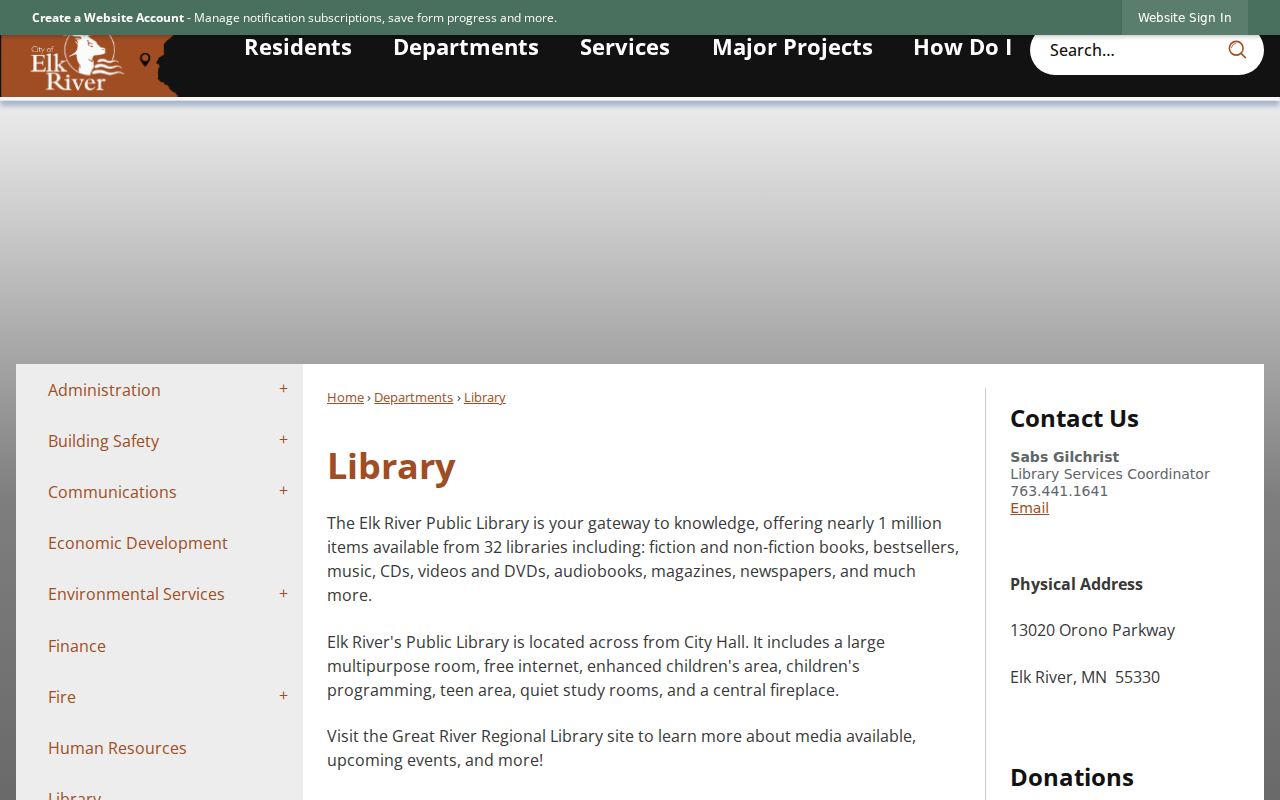 Elk River city directory public library local history route