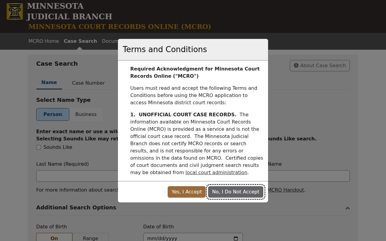 Elk River residents directory Minnesota Court Records Online case search
